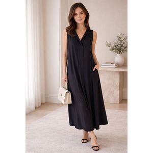 NWOT COS draped midi dress, navy Sz 6, $196